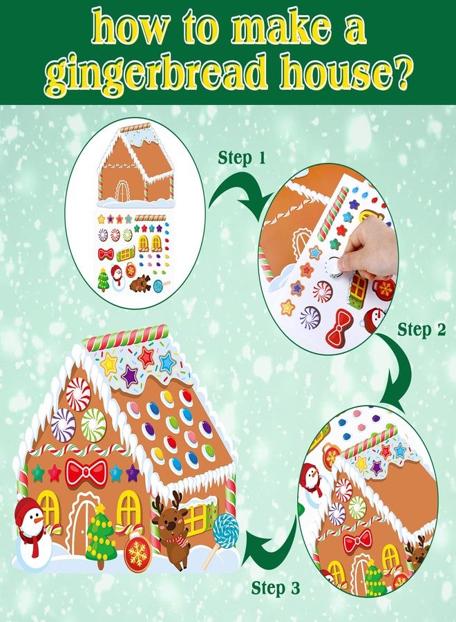 Engrowtic 30 Pcs Make a Gingerbread House Stickers Christmas Party Game Craft Activities Favor Supplies for Boys Girls DIY Make Your Own Gingerbread House Stickers 15 Finished Products(Christmas) - Image 5